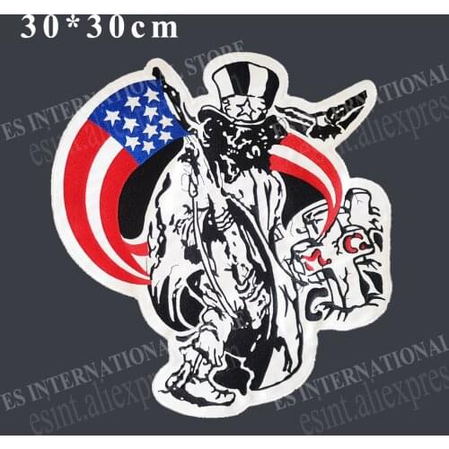 12 inches Amercan flag Portrait large Embroidery Patches for Jacket Back Vest Motorcycle Biker