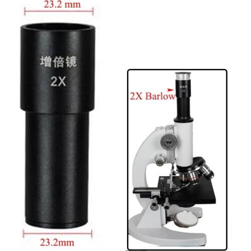 New 2X Microscope Barlow Eyepiece Magnification lens for Biological Microscope Accessories and Parts