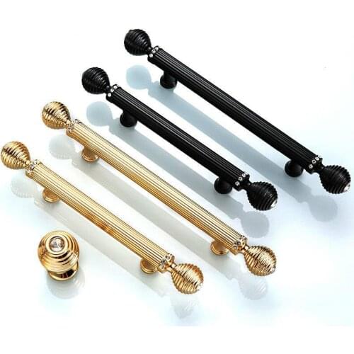 5pcs Gold European Style Door Handles Gate Black Drawer Pulls Kitchen Cabinet Handles and Knobs Furniture Handles Hardware