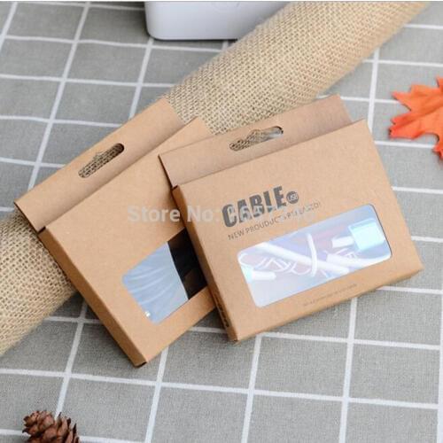 50Pcs/ Lot 9.5*7.5*1.5cm Event Mobile Phone Micro USB Cable Paper Packaging Box Retail Clear Window Package Box For Data Line