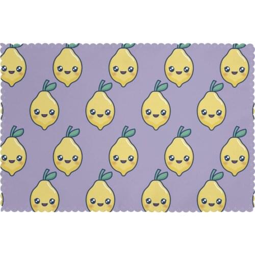 6 PCS Placemat Cute Kawaii Lemons Fabric Table Mats Tableware Kitchen Tool Table Mats