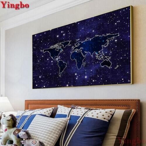 Home Decor Mosaic Diamond Painting Blue Starry World Map cross stitch 5d square/round large diy diamond embroidery Cross stitch