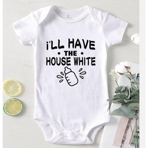 White Jumpsuit Baby Onesies Funny Letter I'll Have The House Children Winter Kids Outfits Baby Boy Girl Clothes Toddler Romper