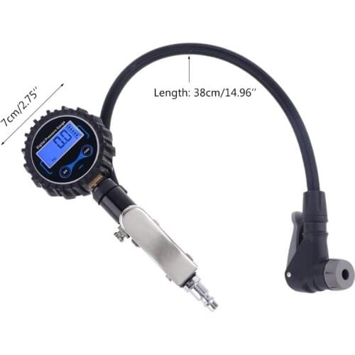 Digital Tire Inflator Pressure Gauge 200 PSI Air Chuck Heavy Duty Air Inflating T3EF