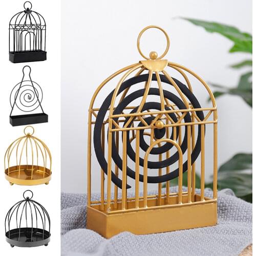Hot Creative Mosquito Coil Holder Nordic Style Birdcage Shape Summer Day Iron Mosquito Repellent Incenses Rack Plate Home Decor