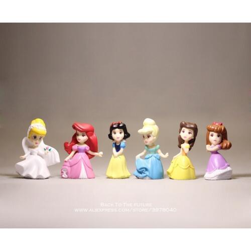 Disney Cinderella Snow White Belle princess 5cm 6pcs/set Action Figure Anime Decoration Collection Figurine Toy model children