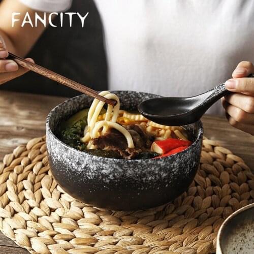 FANCITY Instant noodle bowl, large ceramic rice bowl, breakfast noodle bowl, large vegetable bowl