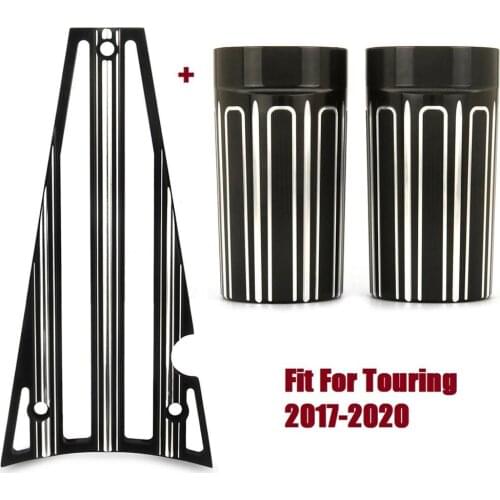 Smooth Black Gauge Frame Grill Fork slider boots cover fit For harley 2017-2020 Road King Special FLHRXS Street Glide CVO FLHXSE