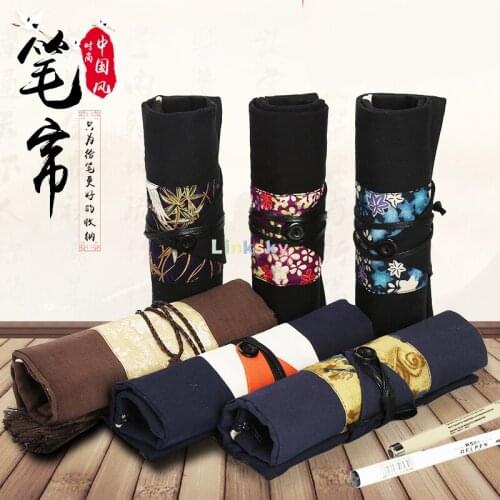 Retro Totem Canvas Pencil bag, Handwork Pencils Roll Wrap Holder Organizer for Fountain Pen,Gel,Colored pencil,School Stationery