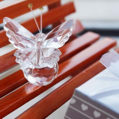 Crystal Glass Butterfly Decorations Baby Shower Favors Crystal Paperweight Birthday Souvenir Newborn Christening Party Giveaways