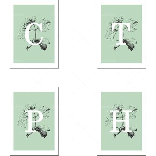 ImprimémonogrammepersonnaliséGREEN FLORAL | Affiche florale | Pépinière, sofa art