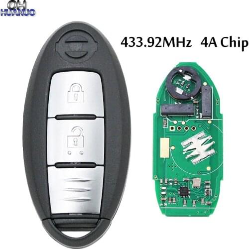 Car Smart Remote Key 2 Button 433.92MHz 4A Chip Fit for NISSAN Qashqai X-Trail Keyless Entry Controller for Continontal PULSAR