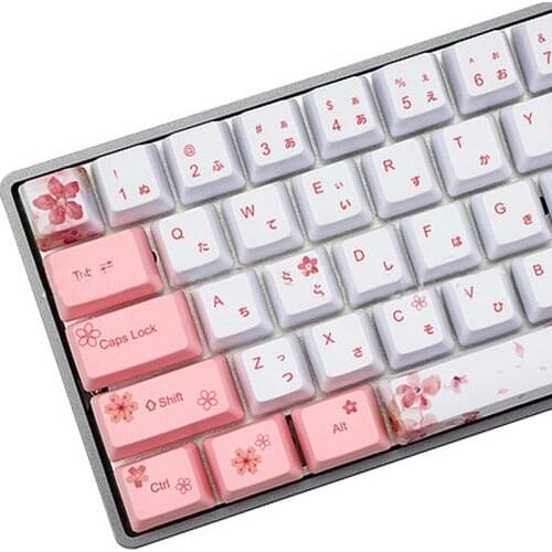 PBT Keycap OEM Profile Keycaps 73/122 Keys Dye Subbed For MX Switches Sakura Keycap dz60/GK64/TKL87/96/108 Keyboard