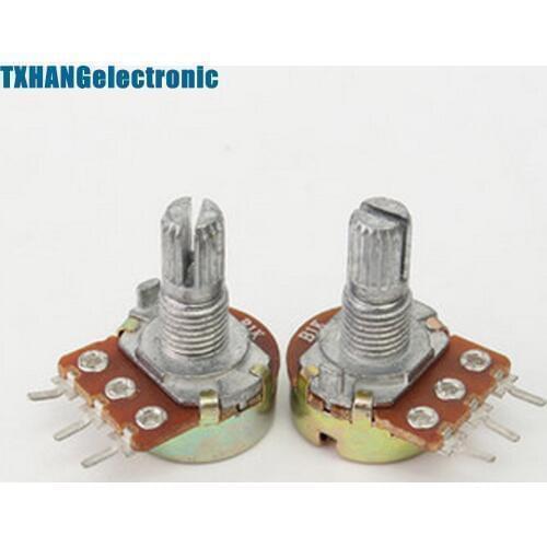 2Pcs 1K Ohm B1K Knurled Shaft Linear Rotary Taper Potentiometer diy electronics