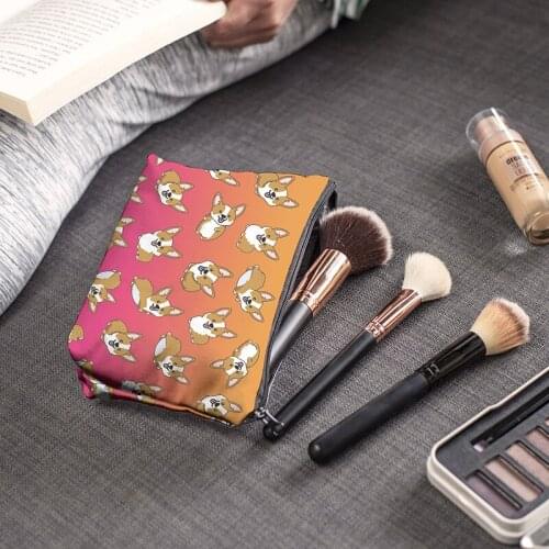 Corgi Cosmetic Bag Print Women Brand makeup bags Cute bag headset candy Cosmetic printing Collection Casual men zipper letter