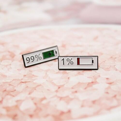 Battery Energy Metal Brooch 99% 1% Saving Battery energy power Enamel Pins Badge Lapel Pin Collar Button Creative Jewelry Gifts