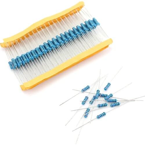 50pcs Metal Film Resistor 0.5 Watt Resistors 1/2W 1% 1K 2.2K 4.7K 5.1K 6.8K 7.5K 8.2K 9.1K 10K 20K 30K 39K 68K 100K 470K 1M ohms