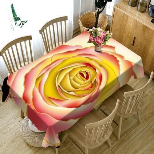 Fashion Tablecloth Christmas Sexy 3d Golden Rose Pattern Washable Thicken Rectangular and Round Table Cloth for Wedding