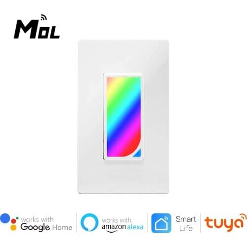 MOL US WiFi Smart Wall Switch Push Button Timer Relay Switch Voice Remote Control RGB LED Night Light Lamp Alexa Google Home