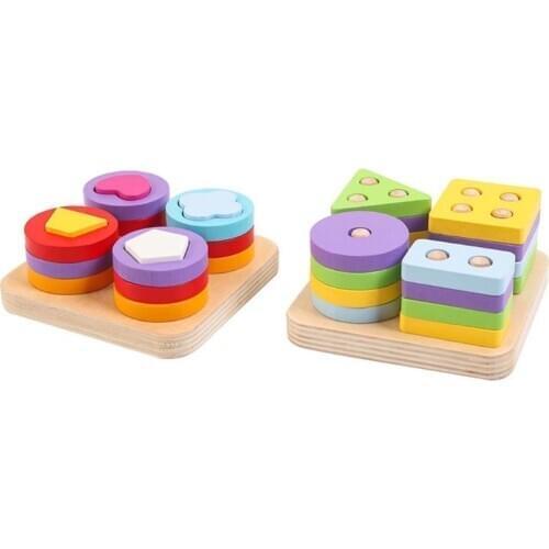 Montessori Rainbow Tower Children Intelligence Development Sensory Training Puzzle Wooden Toy Kids Early Education Props