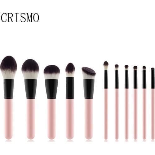 CRISMO 11pcs Makeup Brushes Set Professional Cosmetic Complete Eyeliner Eyeshadow Brow Make Up Brushes Foundation Powder Blush