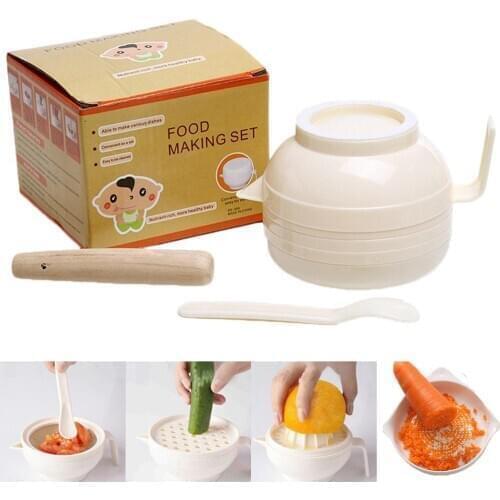 Infant Supplementary Food Multifunctional Grinding Bowl Set Manual Food Grinding Pulp Cooking Machine Smashing Filter Juicer