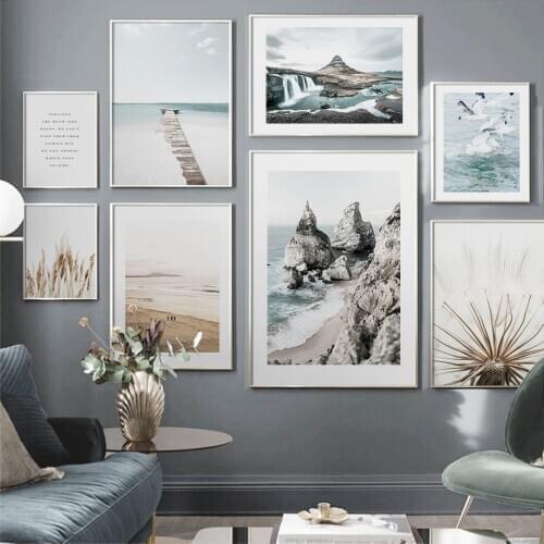 Wall Art Canvas Painting Dandelion Reed Seagull Bridge Sea Cliff Nordic Posters And Prints Wall Pictures For Living Room Decor