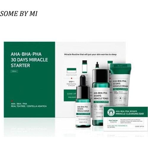 SOME BY MI AHA. BHA. PHA 30 Days Miracle Starter Kit Edition Facial Serum Acne Treatment Cream Blackhead Remove Sebum Toner