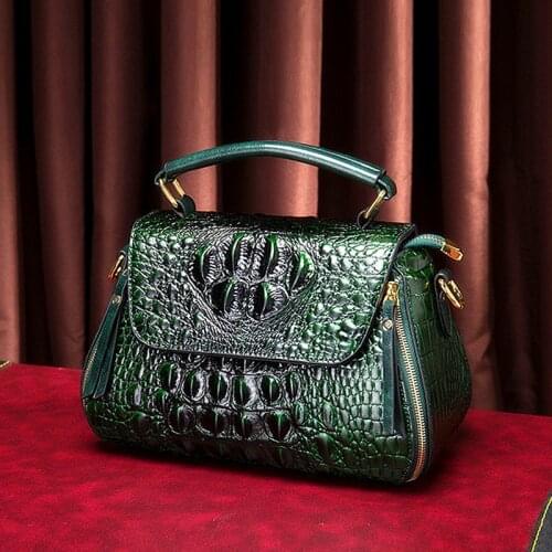 2021 New Cowhide Leather Womens bag crocodile grain leather Ladies handbag Portable Tote Bag Shoulder Messenger Bags Fashion