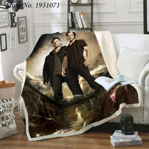 NEW 3D Printed Supernatura Blanket Beds Hiking Picnic Thick Quilt Fashionable Bedspread Fleece Throw Blanket Adults Kids 05