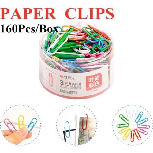 Paper Clips Office Learn Student Stationery M&g Metal 160 Pcs/barrel Color Pcs A Pack Cute Small Design Large M&g Abs91698