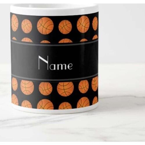 Custom name black basketballs black stripe giant coffee mug Children Tea Cup Sweet Funny Mugs Cups for Girlfriend Boyfriend Nov