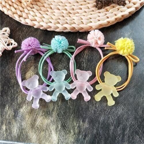 1PCS New Cartoon Transparent Bear Princess Headwear Kids Elastic Hair Bands Children Ropes Cute Baby Headdress Girls Accessories