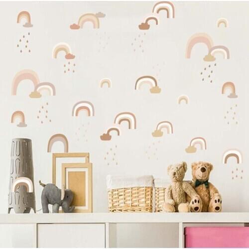 DIY Rainbow Vinly Wall Sticker DIY Cartoon Cloud Kid Room Home Decor Painting for Baby Room Nursery Adhesive Poster Wallstickers