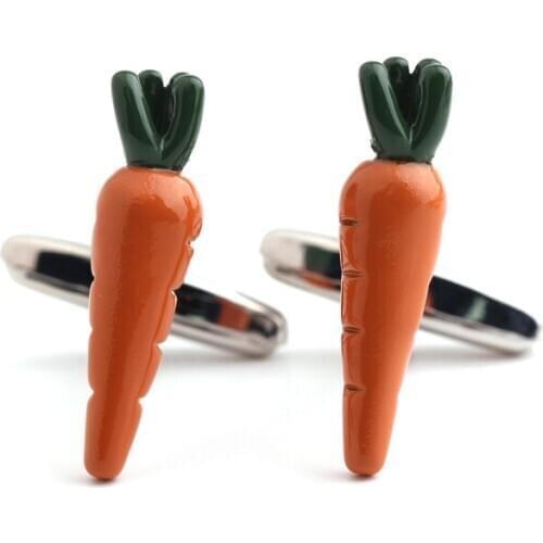 Carrot shaped painted Cufflinks mens shirt cuffs