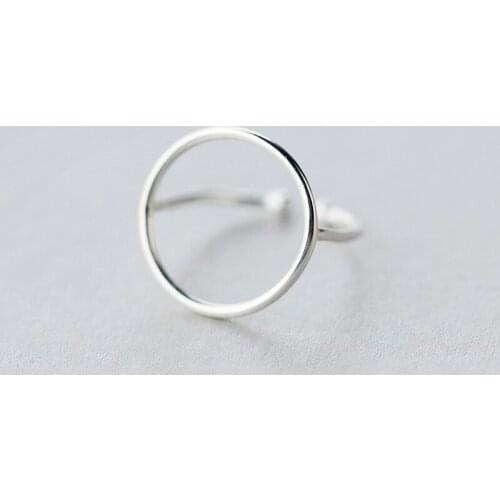 Real. 925 Sterling Silver jewelry Open Round Ring Adjustable charming Geometric Sterling-Silver-Jewelry free Size