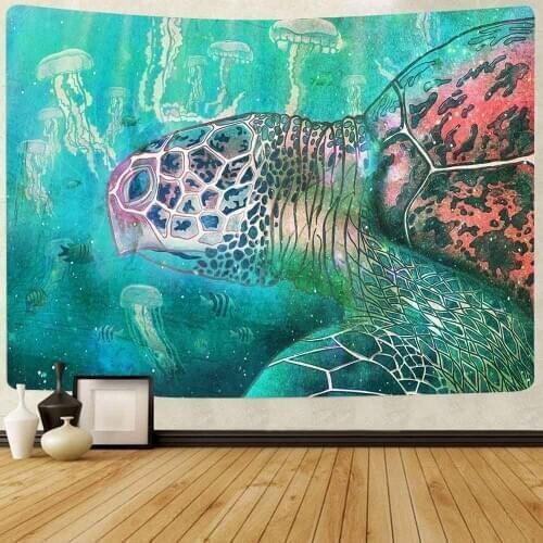 Simsant Sea Turtle Tapestry Ocean Animals Marine Life Art Wall Hanging Tapestries for Living Room Home Dorm Decor