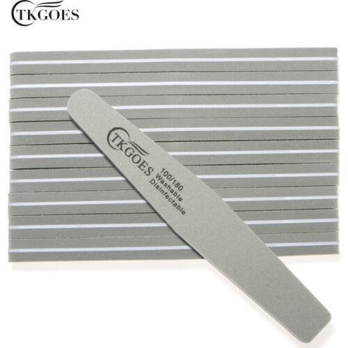 TKGOES 10pcs/pack Grey Nail File Sponge Diamond Nail Buffer File Washable 100/180 Grit Buffing Manicure for nail finger polish
