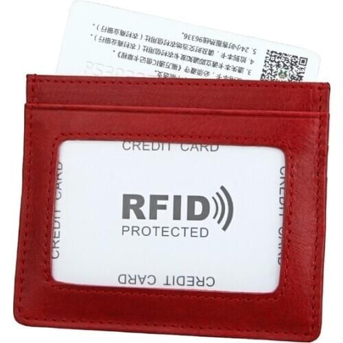 Unisex Retro Card Holder Leather Rfid Card Case Strong Bag Card Bag Coin Pocket Money Bag