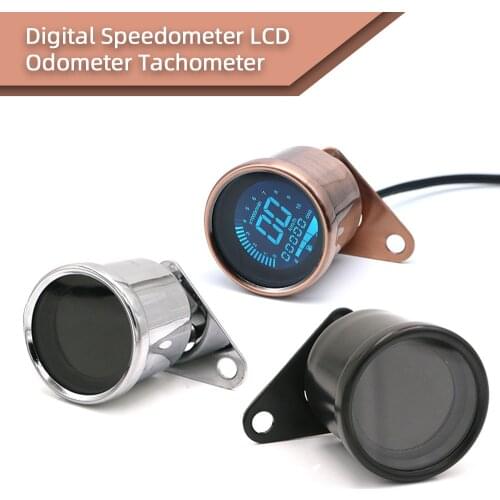 Universal Motorcycle Digital Motorcycle Speedometer Retro LCD Odometer Cafe Racer Tachometer Indicator Scooter ATV Meter