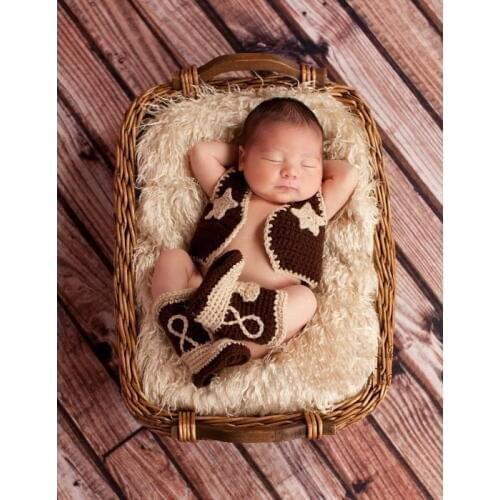Free shipping, Hot Handmade Knitted Newborn Cowboy Jacket and Boots Photography Prop Equipment SIZE: 0-1M,3-4M