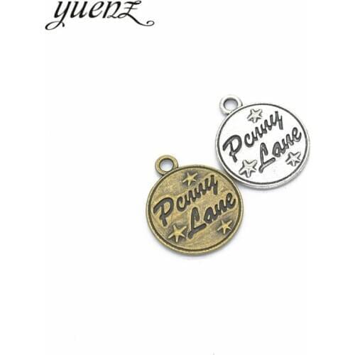 YuenZ 5pcs Antique silver color Metal Alloy Round Alphabet English Message Charms Pendants Diy Jewelry Accessories 25*21mm S220