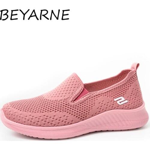 BEYARNE 2021 summer women sneakers slip on soft womens shoes flat casual sock shoes Ladies Mesh lofaers fashion Vulcanize Shoes