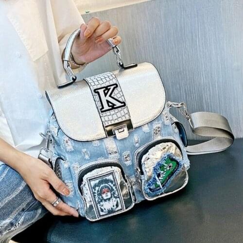 New Seuiqnes Female Backpack Small Luxury Denim Womens Bag 2021 Luxury School Mochila Feminina Shoulder Sac A Dos