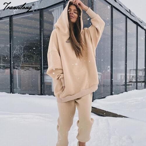 2021 Sport Wear Hoodies Women Streetwear Two Piece Set Tracksuit Outerwear Pullover Suits Fashion Outfits Ropa Mujer Invierno