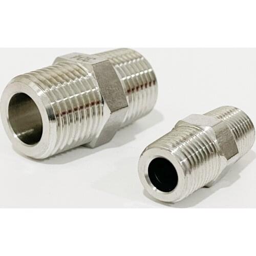 1/8" 1/4" 3/8" 1/2" 3/4" 1" BSP Male Thread 304 Stainless Steel Hex Nipple Pipe Fitting Connector Adapter