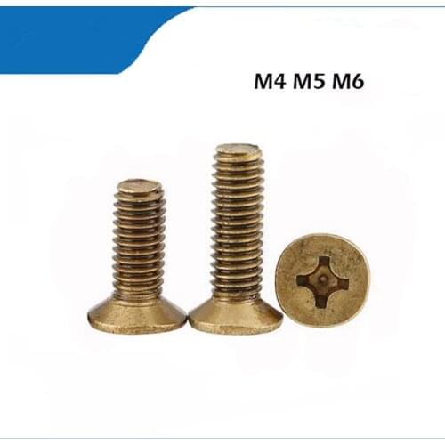 10Ppcs/20Pcs DIN965 GB819 M4 M5 M6 Brass Cross Countersunk Screws Flat Head Machine Screw HW065