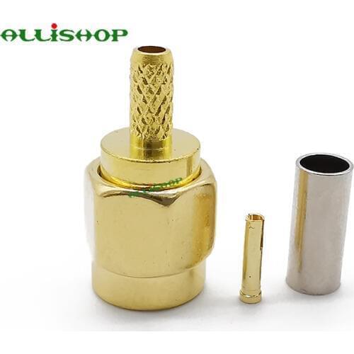 ALLiSHOP 2Pcs RP SMA Male Plug Straight Goldplated RF Coax Connector Crimp for RG316 RG174 LMR100 Cable SMA Adapter