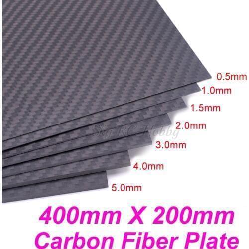 400mm X 200mm Real Carbon Fiber Plate Panel Sheets 0.5mm 1mm 1.5mm 2mm 3mm 4mm 5mm thickness Composite Hardness Material for RC