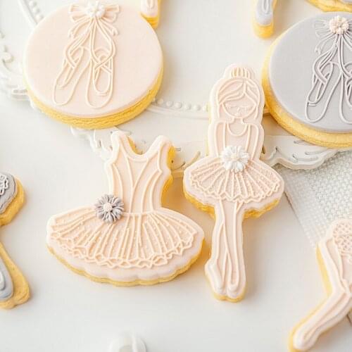 Acrylic Ballet Girl Dancer Stamp Embossed Mold Cake Fondant Mold Fondant Sugar Craft Cookies Embosser Cutter DIY Cake Tools